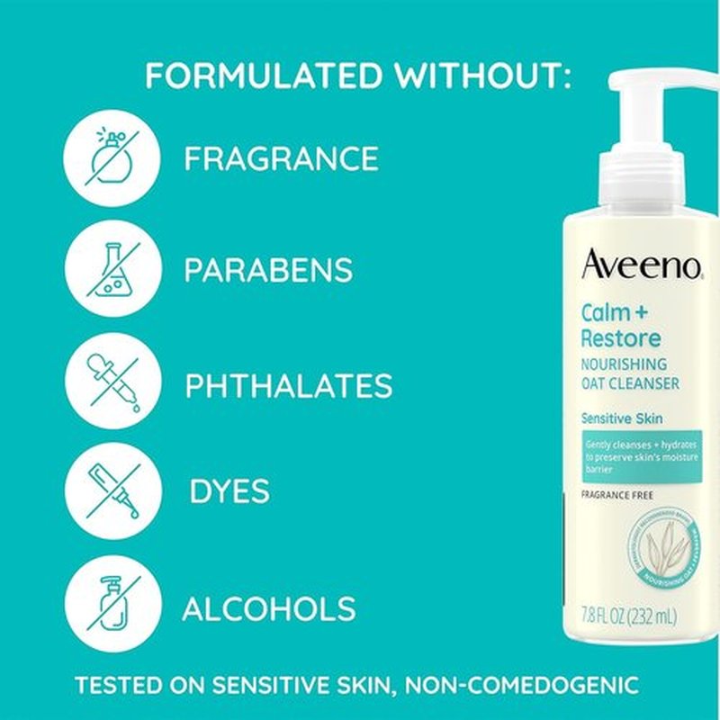 Aveeno Calm + Restore Nourishing Oat Cleanser 7.8oz (Pack of 2)