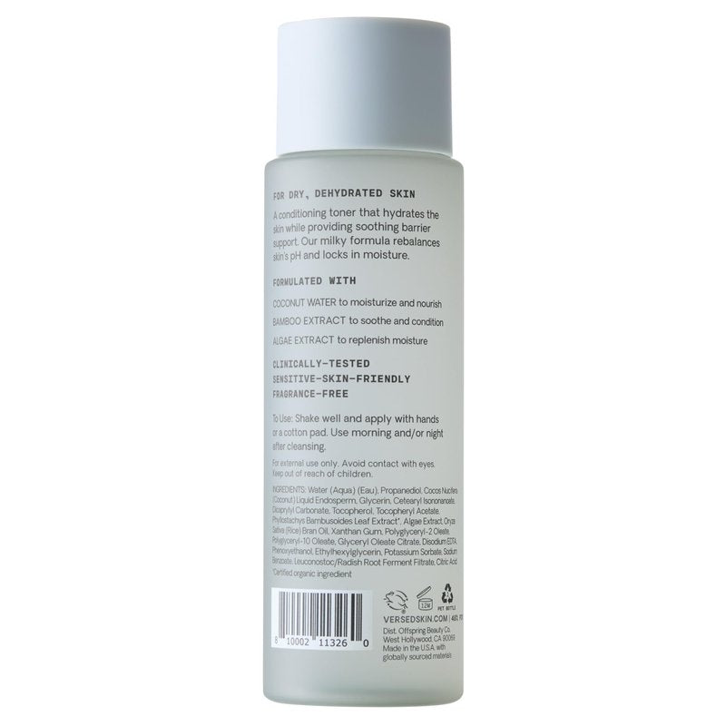 Versed Skin Soothe Hydrating Milky Toner for Face - Nourishing Coconut Water with Algae & Bamboo Extracts - Helps Restore Skin’s Natural pH Balance (Skin Soothe - 4 Fl Oz (Pack of 1))