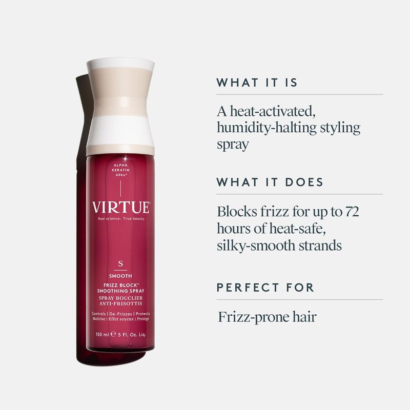 VIRTUE Frizz Block Smoothing Spray - Frizz Control Hair Treatment, Color Safe, 5 Fl Oz