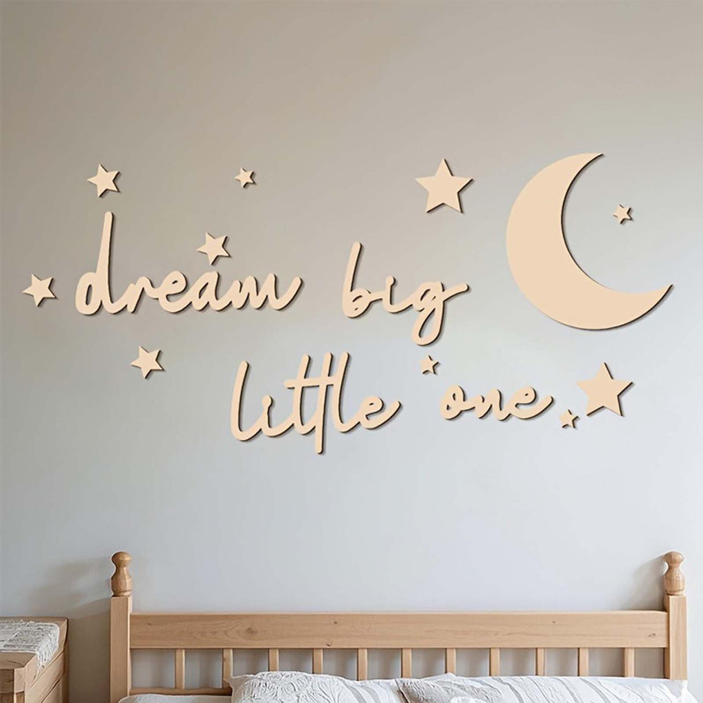 15Pcs Wooden Moon and Stars Nursery Wall Decor