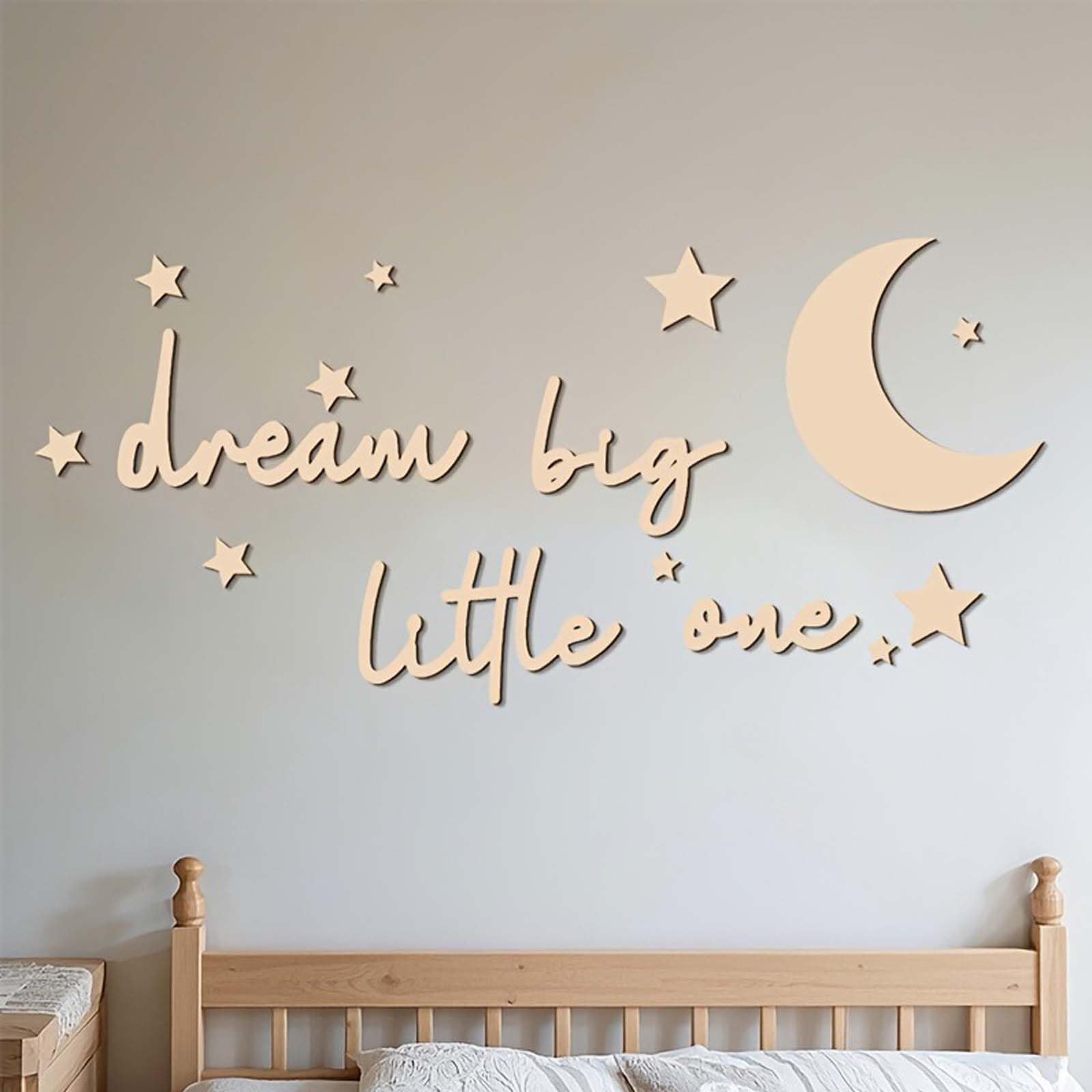 15Pcs Wooden Moon and Stars Nursery Wall Decor