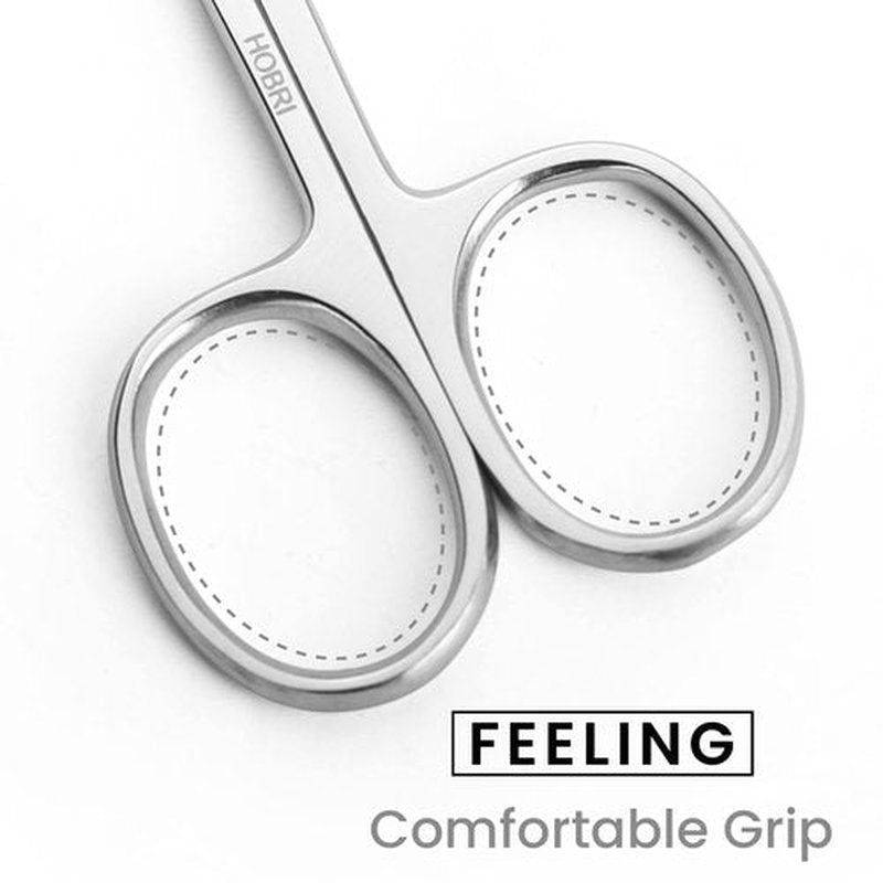 Cuticle Scissor, Extra Fine for Women and Men, Curved Stainless Steel Precise Pointed Tip Grooming Blades, Manicure, Pedicure, Trim Nail, Eyebrow, Eyelash, and Dry Skin, Hobri International, Silver