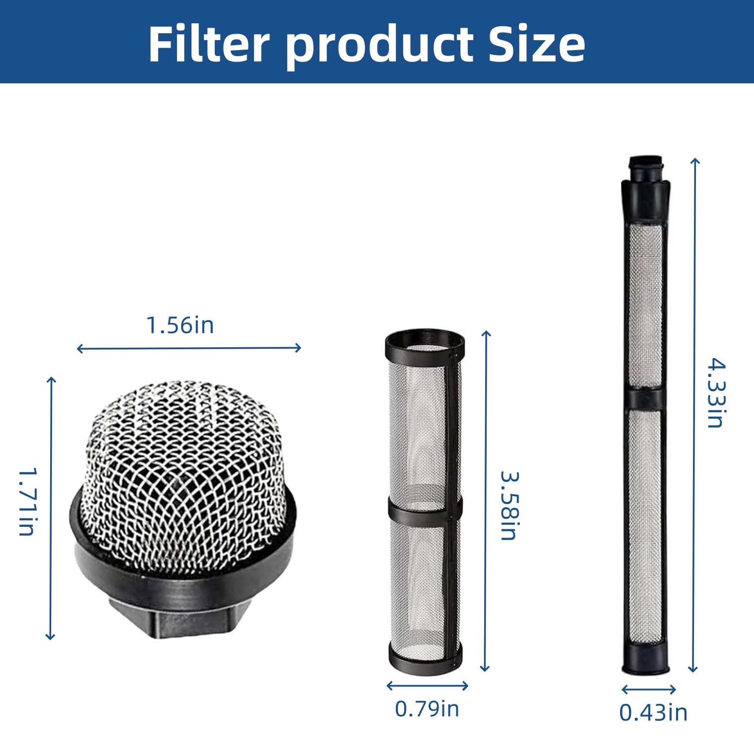 (4+6+6) 246385 246384 287032 Spray Gun Filter Set Fits for Graco 390 395 490 495 495 595 3400 Airless Paint Sprayer，Including Pump Inner Core Filter， Inlet Suction Pipe Filter and 60 mesh Filters