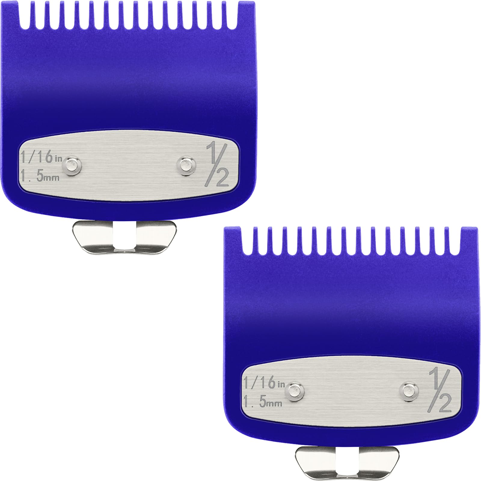 2 Pack Clipper Guards Set, Compatible with wahl 1/2 clipper guards, Guide Comb Attachment 1/16" 1.5mm Metal Hair Clipper Guards Set Replacement and Trimmer accessories, for Barbers and Stylists, Blue