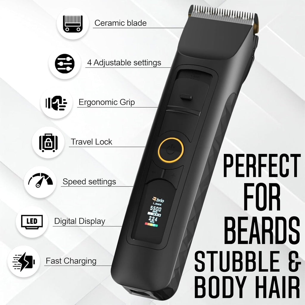 Brio Beardscape V2 Black Bundled with Zero Blade & Body Blade, Featuring Adjustable Ceramic Blade & Length Guards, a Complete Kit for All Your Grooming Needs