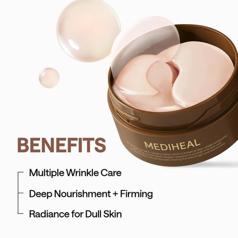 Mediheal Retinol Collagen Under Eye Patches - Hydrogel Eye Pads for Puffy Eyes & Dark Circles (60 Patches)