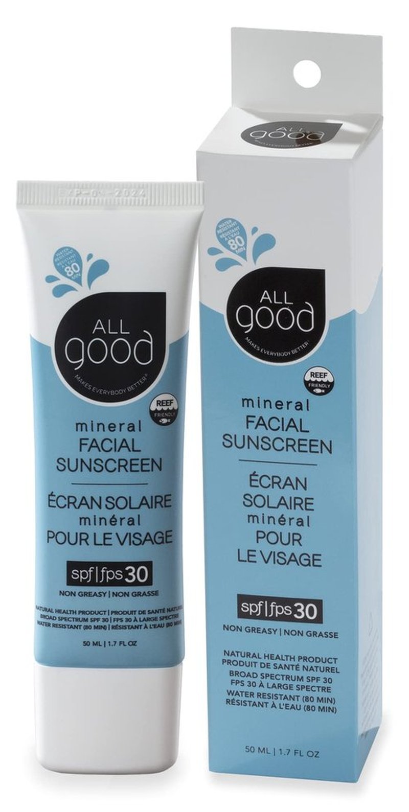 All Good Facial Mineral Sunscreen Lotion SPF 30 | Daily Face Moisturizer, Nourishing Botanicals, Hyaluronic Acid, Green Tea, Aloe, Calendula, Raspberry Seed Oil | (1.7oz)