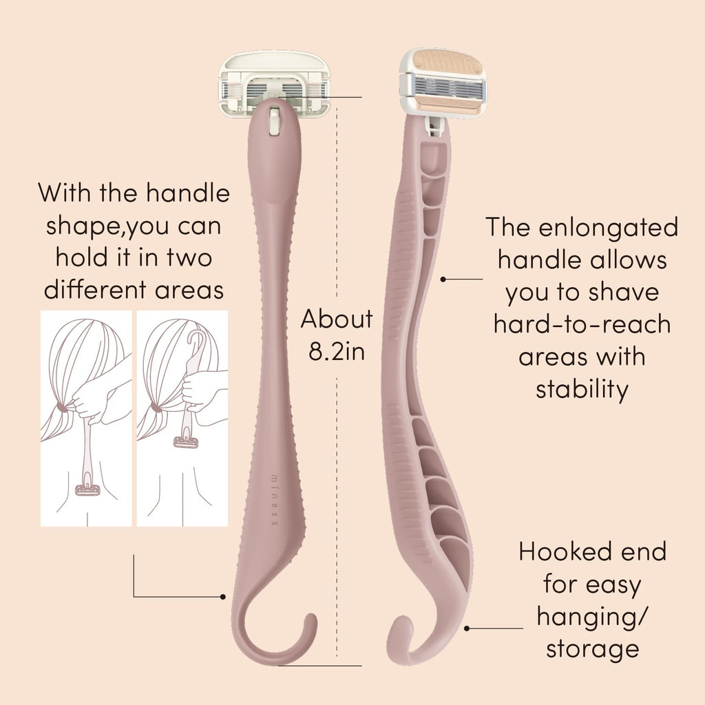Kai Miness Extended Reach Body Razor, Gentle Beauty Groomer for Hair Removal, Ideal for Shaving in Hard-to-Reach Areas, Japanese Steel Removes Body Hair