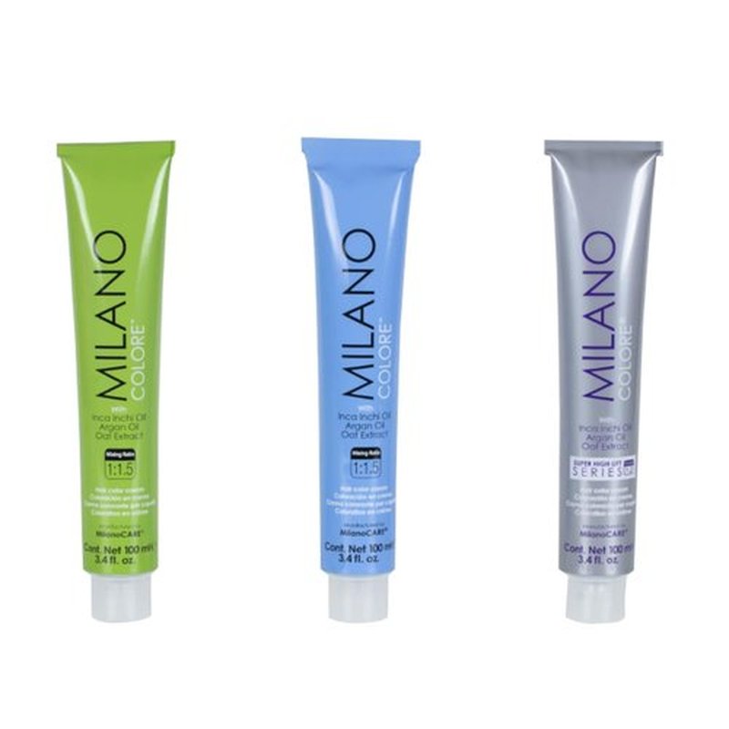 Milano Colore - Permanent Hair Dye Treatment - Nourishing Color Cream, 1.0 Black, 100ml/3.4 oz
