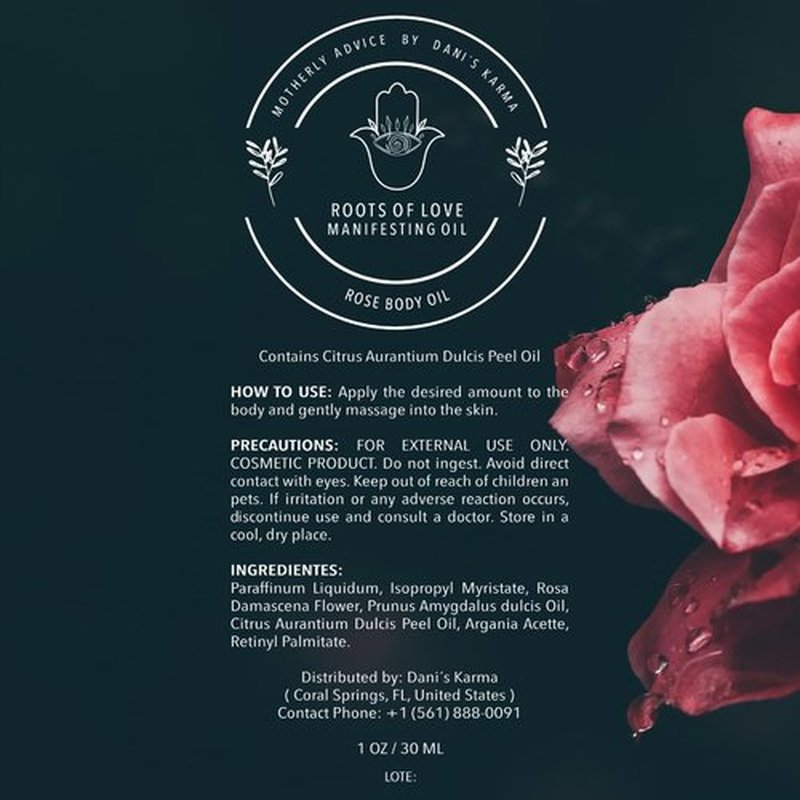 Motherly Advice: Roots of Love Manifesting Oil by Dani's Karma | Self Love, Attraction, Romance, Passion, Healing, Harmony, Soul Mate, Twin Flame