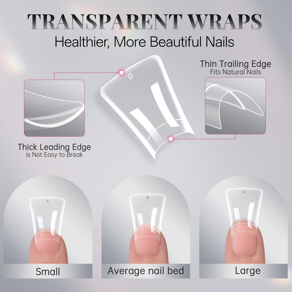 krofaue Duck Nail Tips - Clear Soft Gel Curved Nail Tips