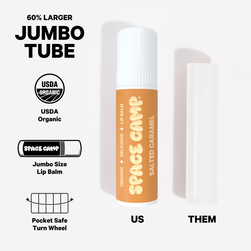 Space Camp Wellness Jumbo Lip Balm (Birthday 3 Pack (Birthday Cake, Salted Caramel, Strawberry Frosting))