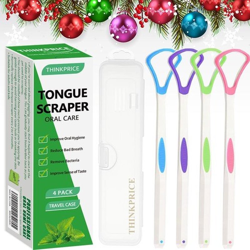 **Tongue Scraper | 100% BPA Free Oral Care Tool with Travel Case - 4 Pack for Adults & Kids**