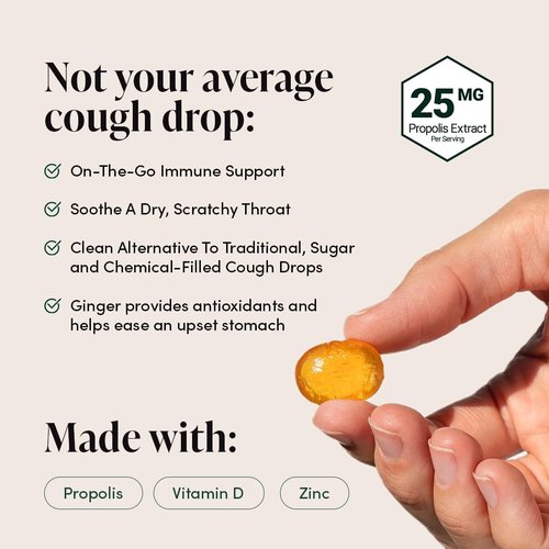 Beekeeper's Naturals Cough Drops - Soothing Honey Ginger Lemon Lozenges for Immune Support | 24 Ct
