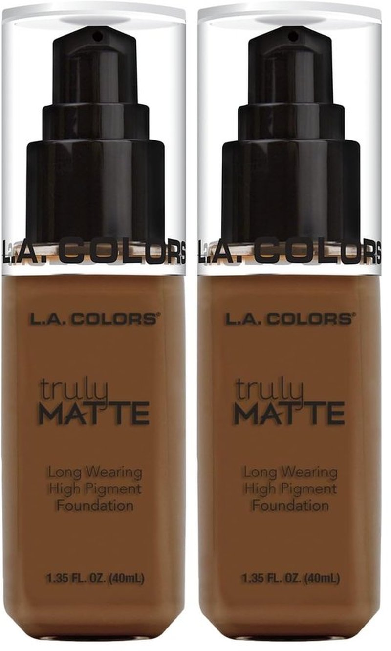 L.A. COLORS Truly Matte Foundation, Mahogany CLM364 (Pack of 2)
