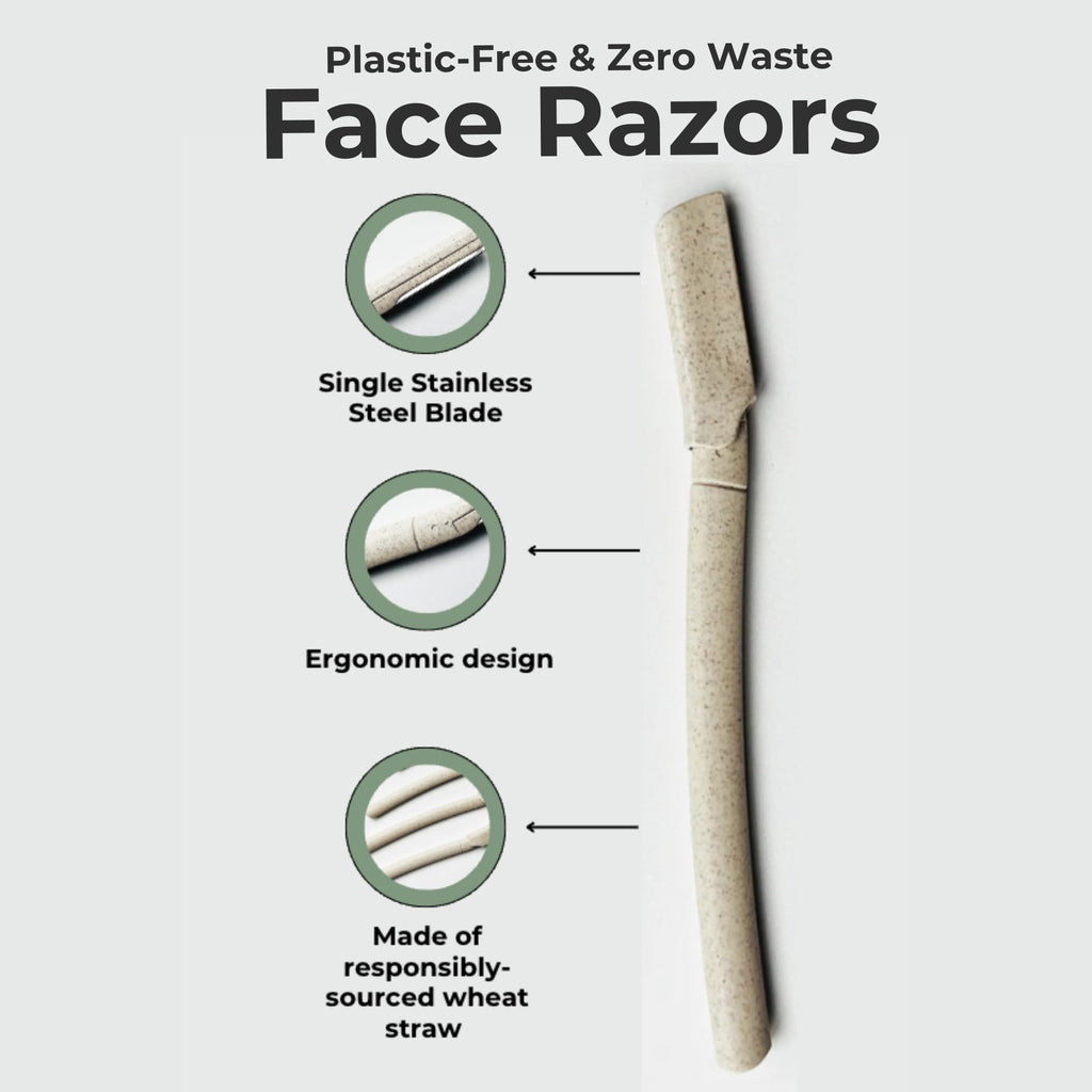 Same Skincare Dermaplane Razor, 4 Pack, Compostable Face Razors for Women and Men, Plastic Free Exfoliating Facial Hair Removal Shaver for Eyebrow, Peach Fuzz, Single Blade Dermaplaning Tool