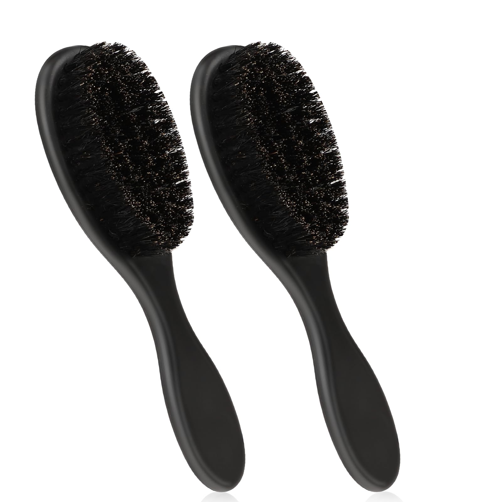 FAIRY CORA Barber Brush Set, 2 PCS Beard Styling Brush with Soft Bristles, Neck Duster and Cleaning Brush for Men's Grooming, Professional Grooming Tools with Sturdy ABS Handle, Black