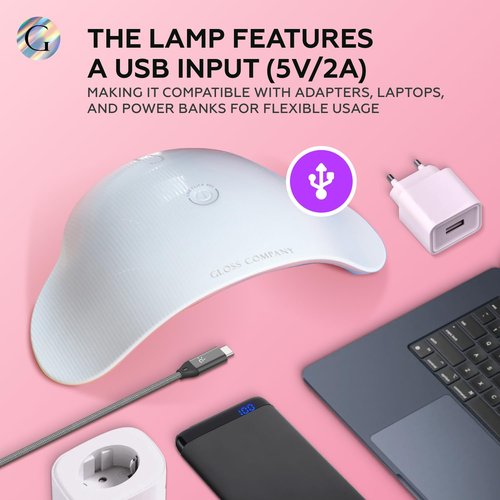Gloss 46W UV LED Nail Lamp for Gel Nails – USB Powered Nail Dryer with 23 LED Beads & Auto Sensor, Professional Gel Nail Lamp for Manicure & Pedicure