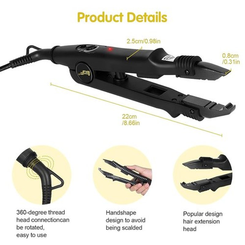 PAWACA Hair Extensions Tools，Professional k Tips Real Human Hair Fusion Hair Extensions Machine，Fast Heat-up Connector Wand Bonding Melting Tool Heat Iron for Salon Fashion Women