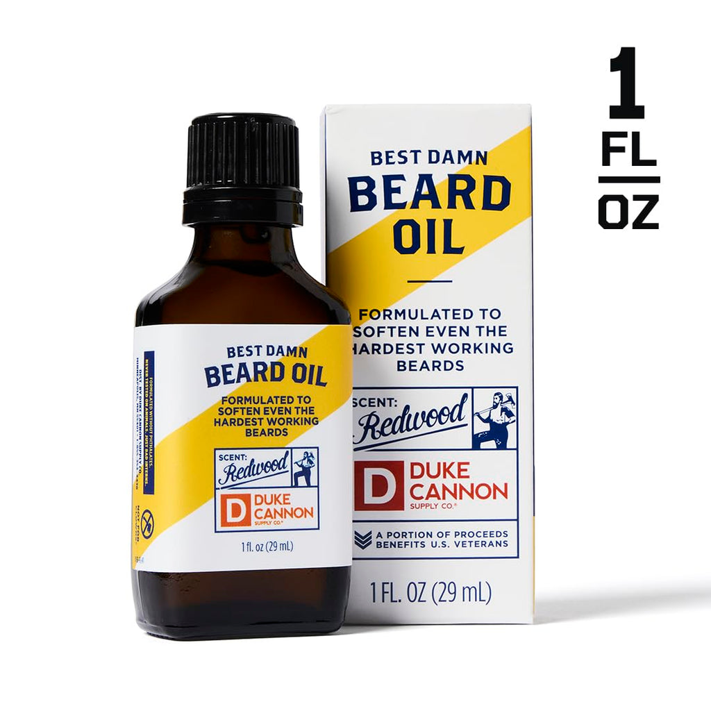 Duke Cannon Busch Beard Oil - Natural Conditioning with Apricot Kernel Oils, Warm Sandalwood Scent, Infused with Real Busch Beer Protein, 3 oz.