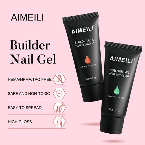 AIMEILI Hema Free Poly Nail Extension Gel Kit, 6 Colors Neon Pink, DIY Salon Nail Art Design At Home Gift for Women - 12