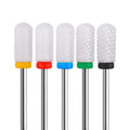 Fantexy Ceramic Nail Drill Bits Set,3/32'' (2.35mm) Professional Cylindrical Ceramic Bits,Cuticle Nail File Bits for Acrylic Nails,Manicure Pedicure Home & Salon Use-Both Left and Right Handed(5 Pcs)