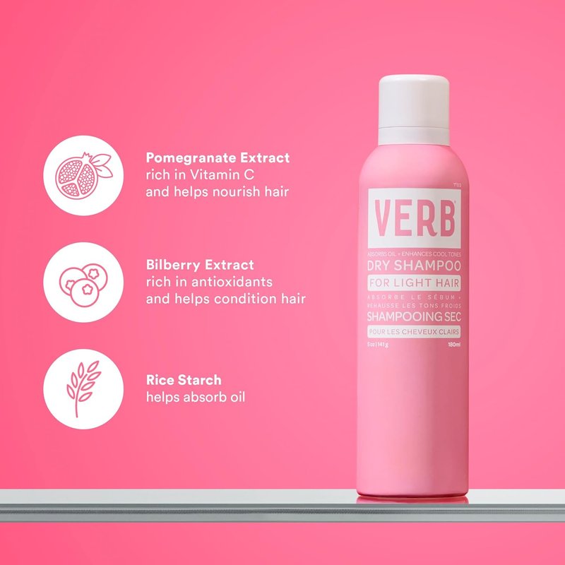 VERB Dry Shampoo Light - Refreshing Spray to Absorb Oils & Extend Styles - Vegan, Paraben-Free for Light Tones