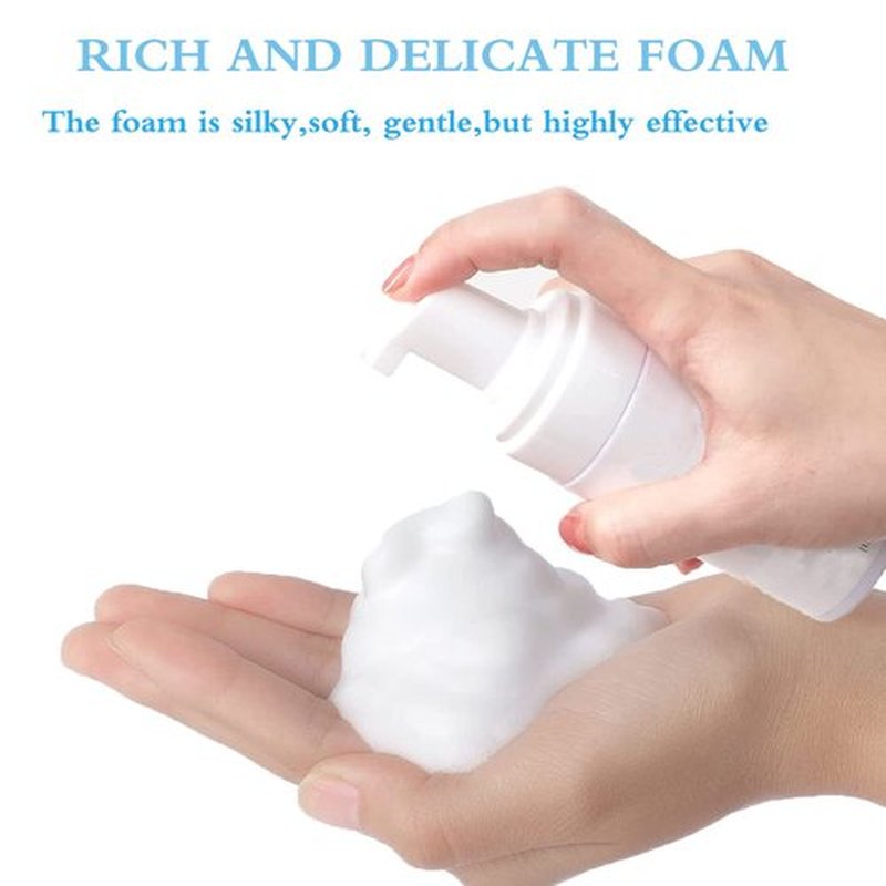 Shmian Lash Shampoo for Lash Extensions, Lash Fan with 50ml Eyelash Foam Cleanser and 50 Pcs Eyelash Brush and Rinse Bottle Oil Free/Sulfate Free Eyelash Wash Remover For Eyelash Extension Wash, Black