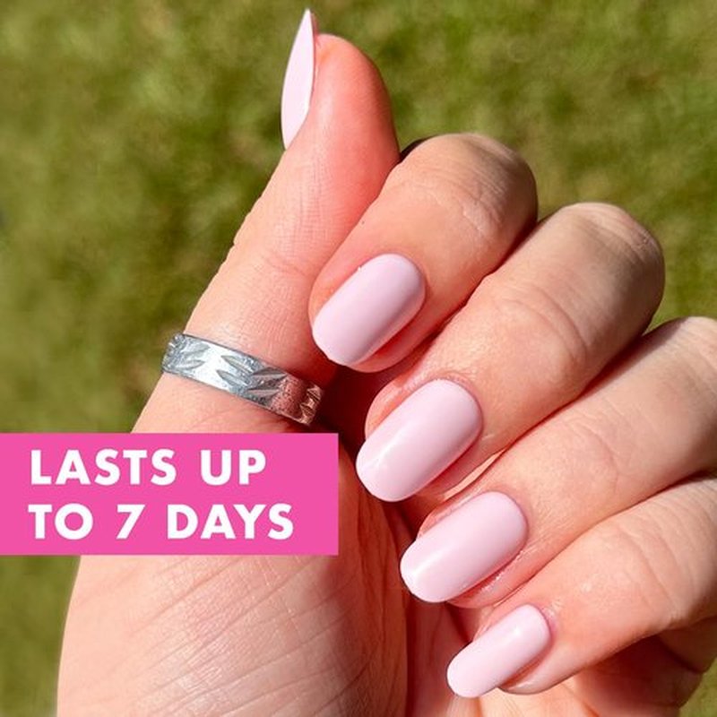 Olive & June Press-On Nails - Classic Super Stick | No Glue Needed | 32 Tabs in 16 Sizes | Non-Toxic, 7-Day Wear | Gelato Pink Spring Patterns