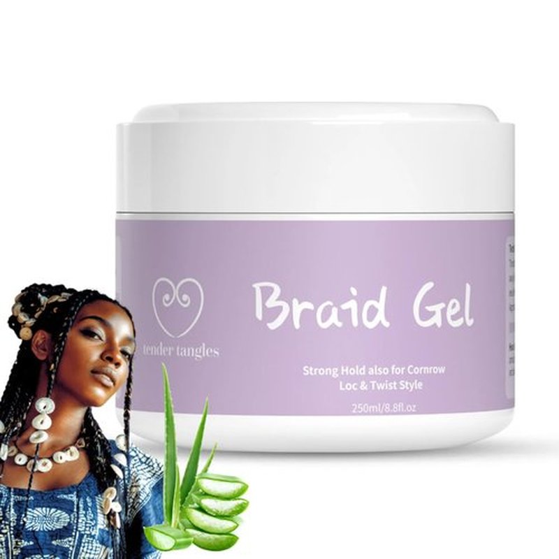 Tender Tangles Braid Gel for Cornrow, Box Braid, Loc and Twist Style, Strong Hold, Aleo Vera scent 8.8 Fl.oz