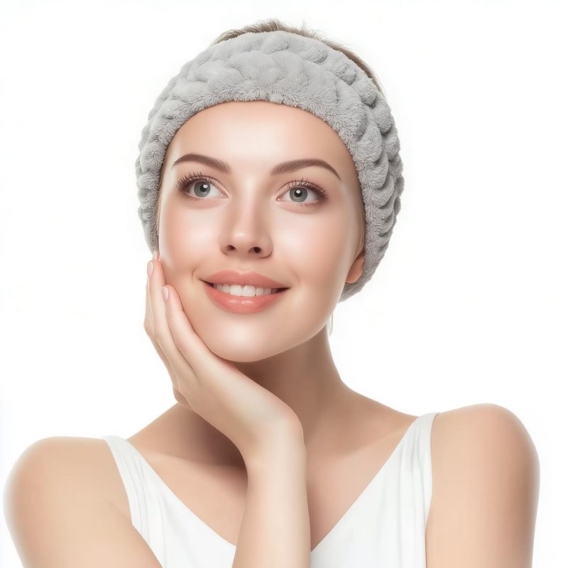VBAEI 4 Pieces Spa Headband for Women Skincare Headband Makeup Headbands for Washing Face Spa Shower Gifts(Milky-White, Grey, Khaki, Dark Grey)