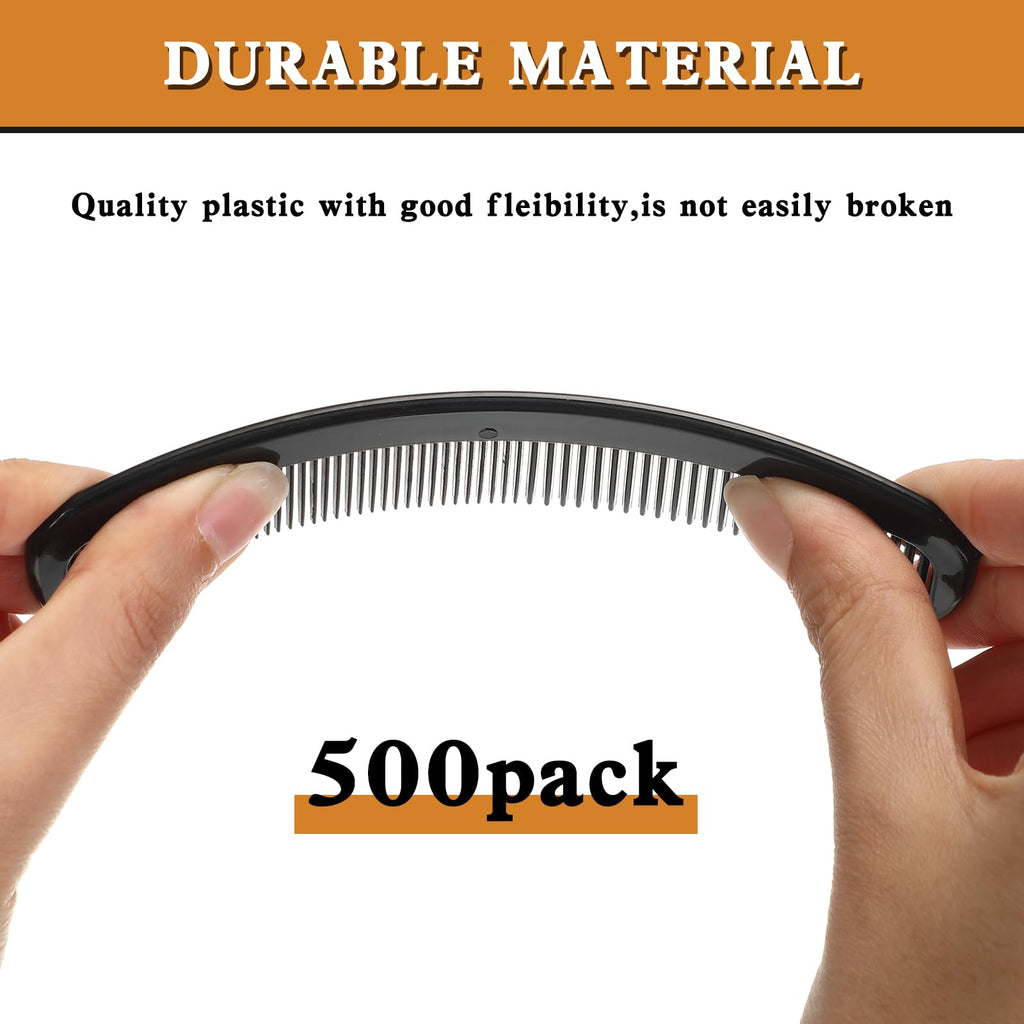 Yaomiao 500 Pieces Pocket Comb Bulk 5 Inch Plastic Hair and Travel Fine Tooth Combs for Women Men Beard Styling Dressing(Black)