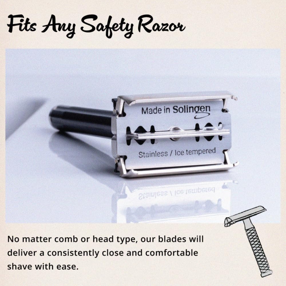 Royal Shave Premium Double Edge Stainless Steel Blades, Fits All Safety Razors, Long Lasting Shaving Razor Blades (Made in Germany) 50 Count Pack