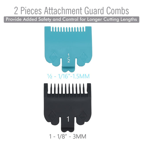 2 Pieces Professional Hair Clipper Attachment Guard Guide Combs, 1/16", 1/8", 1.5MM, 3MM Compatible with Wahl Standard Full-Sizes Magic Clip Senior 8148 1919 Hair Clippers (Multi-Color)