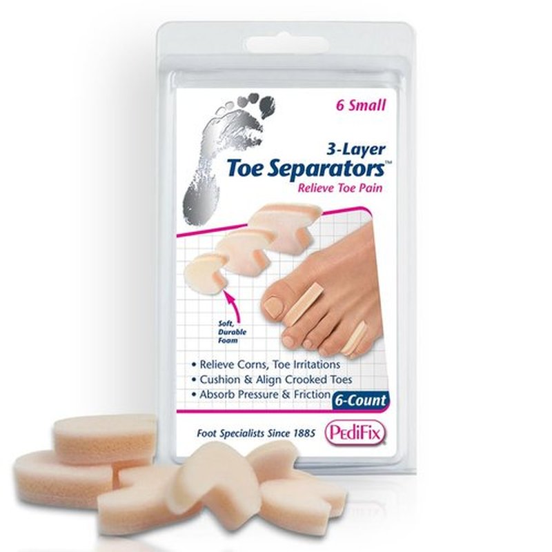 Pedifix 3-layer Toe Separators, 6 Count, Small