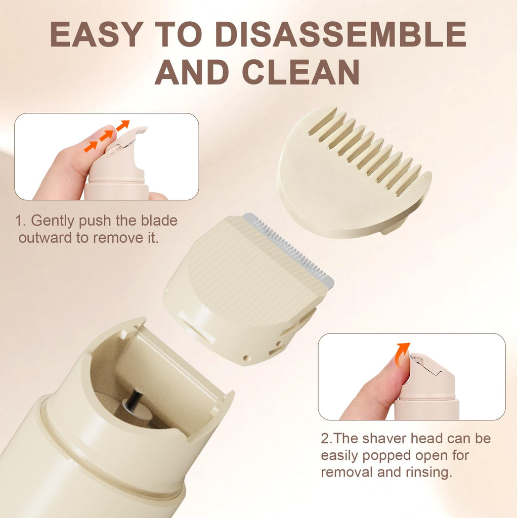 Bikini Trimmer for Women, 2-in-1 Rechargeable Electric Razor for Pubic Hair, IPX7 Waterproof Wet & Dry Use, Painless Electric Shaver for Private Area Bikini Shaver for Legs, Face, and Underarms