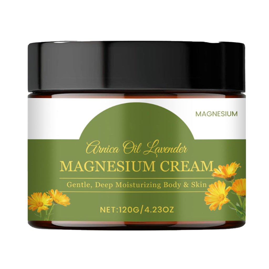 CleJoy Magnesium Cream with MSM & Arnica for Nerve Relief - 120g/4.23oz, Mild Formula Soothes Skin & Calms Nerves, Daily Soothing Moisturizing Body Care