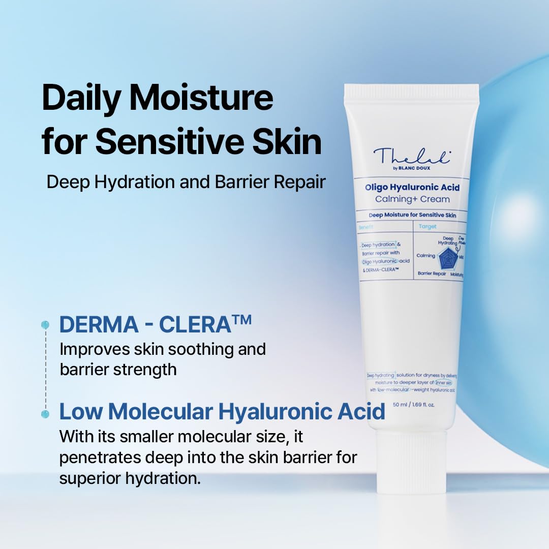 THE LAB BY BLANC DOUX Oligo Hyaluronic Acid Calming Cream - Face Moisturizer for Dry Skin with Hyaluronic Acid, Vegan, Soothing Skin Barrier Cream for Sensitive Skin, 50ml / 1.69 fl. oz
