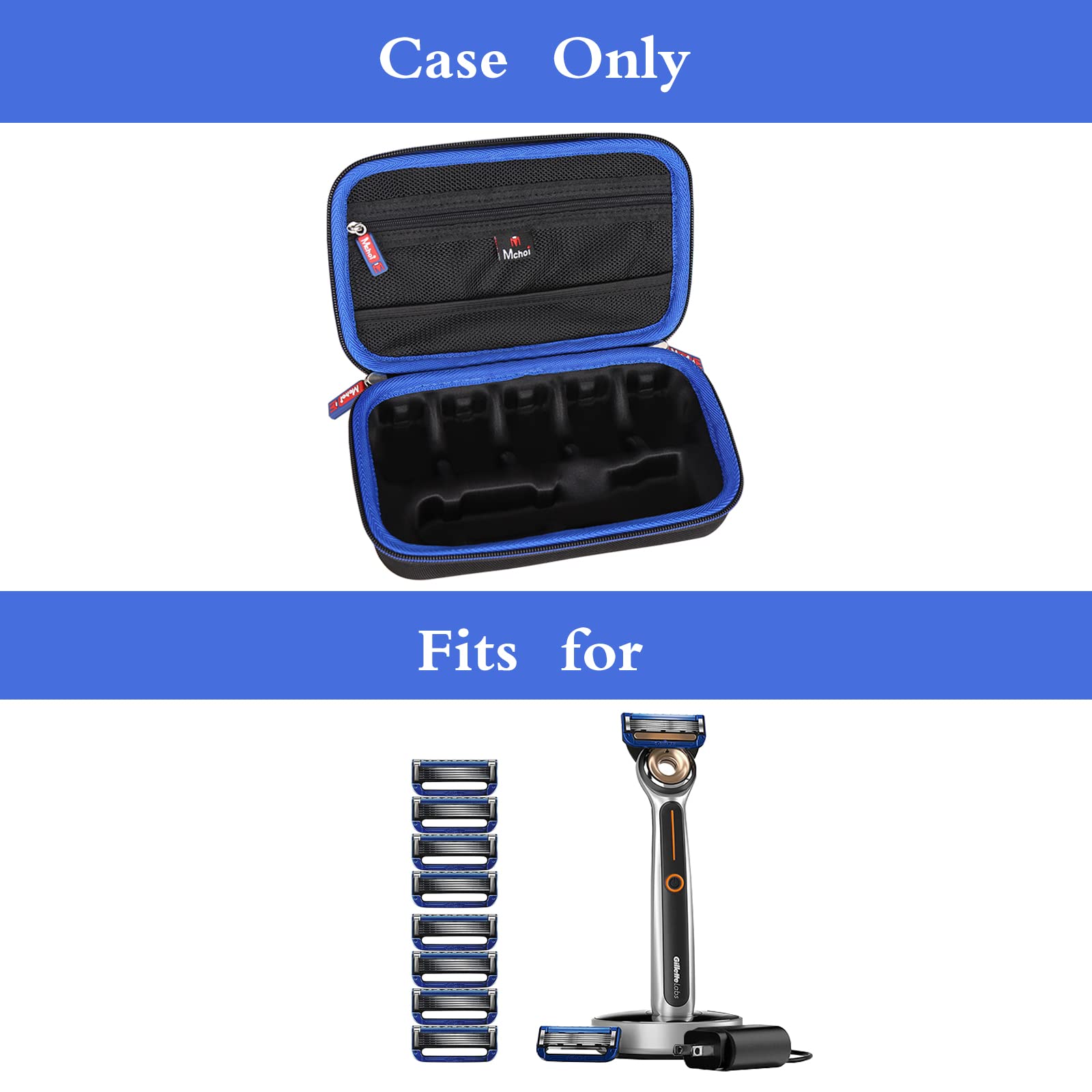 Mchoi Travel Case Fits for Gillette Labs Heated Razor Gold Edition, with Mesh Pocket Fits for 1 Handle, 5 Blade Refills, 1 Charging Dock, Case Only