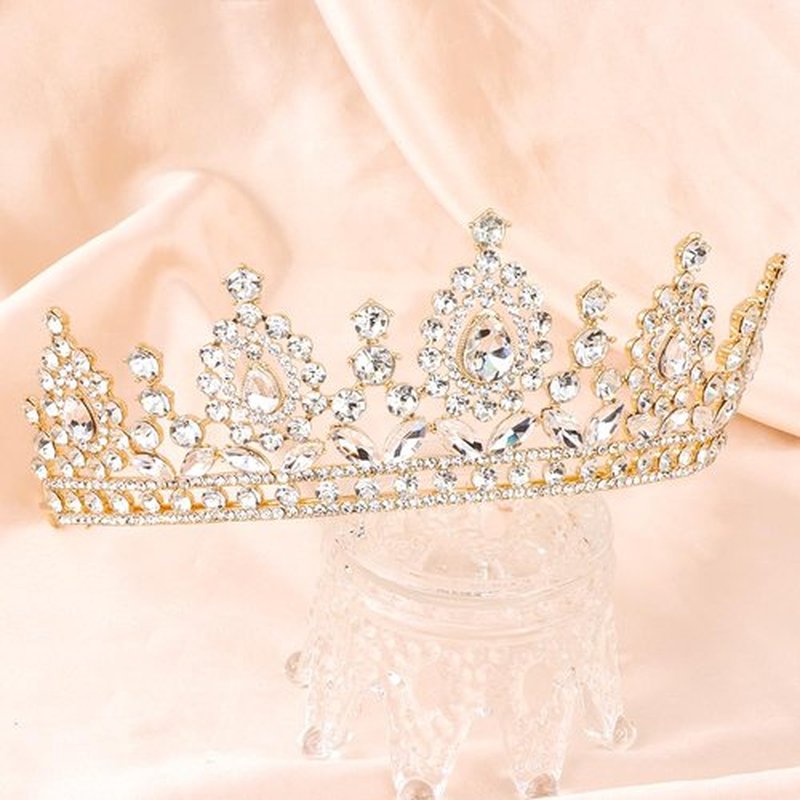 Aprince Gold Crown and Tiara for Women Girls, Crystal Princess Tiara Queen Crown, Rhinestone Headbands Royal Diadem for Wedding Birthday Halloween Cosplay Prom Quinceanera Pageant Party Gifts