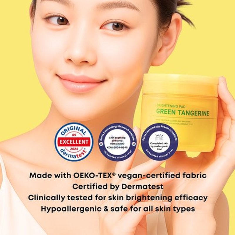 SOMISOME Green Tangerine Radiant Tone Up Pads – Korean Toner Pads with Niacinamide, Centella Asiatica & Vitamin C, Dark Spot Corrector, Tone-Up & Hydrating Face Toner 50 Pad
