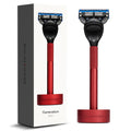 Bolin Webb Generation Razor & Stand - Luxury Razors for Men with Gillette Fusion 5 Blades, Premium Aluminum Shaving Razor for Smooth, Comfortable Shave, Ideal Gift & Daily Grooming Set (Red)