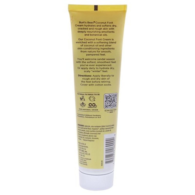 Burt's Bees Coconut Foot Crème - Nourishing Moisturizer for Soft Feet | 4.34 Ounce