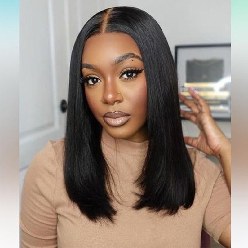 ISEE 9x6 Tpart Bob Straight Glueless Wigs Human Hair Pre Plucked Pre Cut 180% Density Drawstring Wig Human Hair Lace Front Wigs for Black Women Natural Color 12 inch