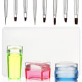 Leelosp 14 Pieces Clear French Tip Nail Stamp with Nail Art Brushes, Silicone Jelly Clear Stamper for Nails Include Gel Brush Polish Brushes for DIY Nail Decor