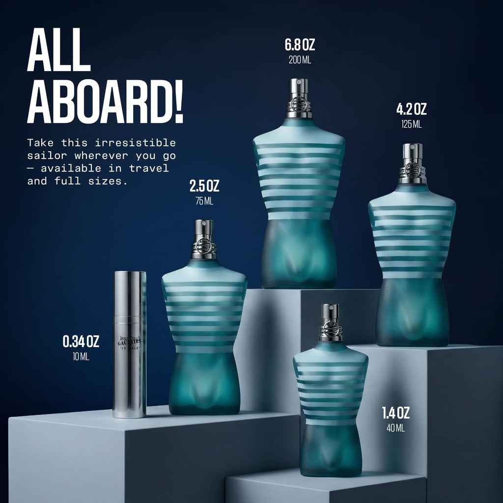 Jean Paul Gaultier Le Male Eau de Toilette - Long Lasting Amber Aromatic Cologne for Men with Fresh Mint, Lavender & Sensual Vanilla - Luxury Men's Cologne Spray, 6.8 oz