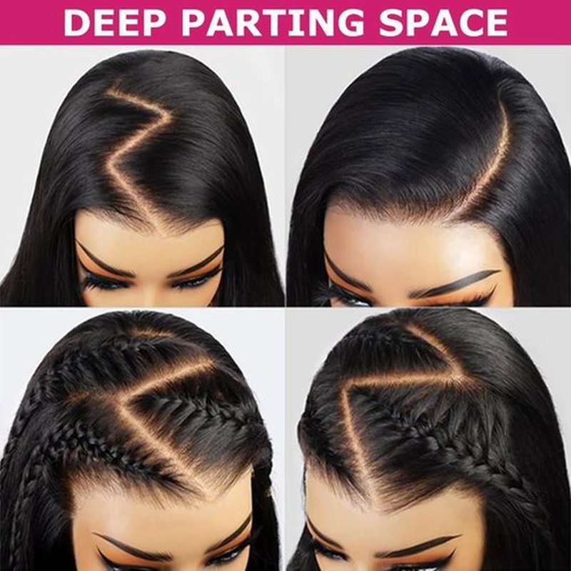 KORENGI 26 Inch 13x6 Lace Front Wigs Human Hair Pre Plucked HD Transparent Lace Frontal Wig 100% Virgin Human Hair Tiny Knots Natural Hairline with BabyHair (1B Black, 26 Inch)