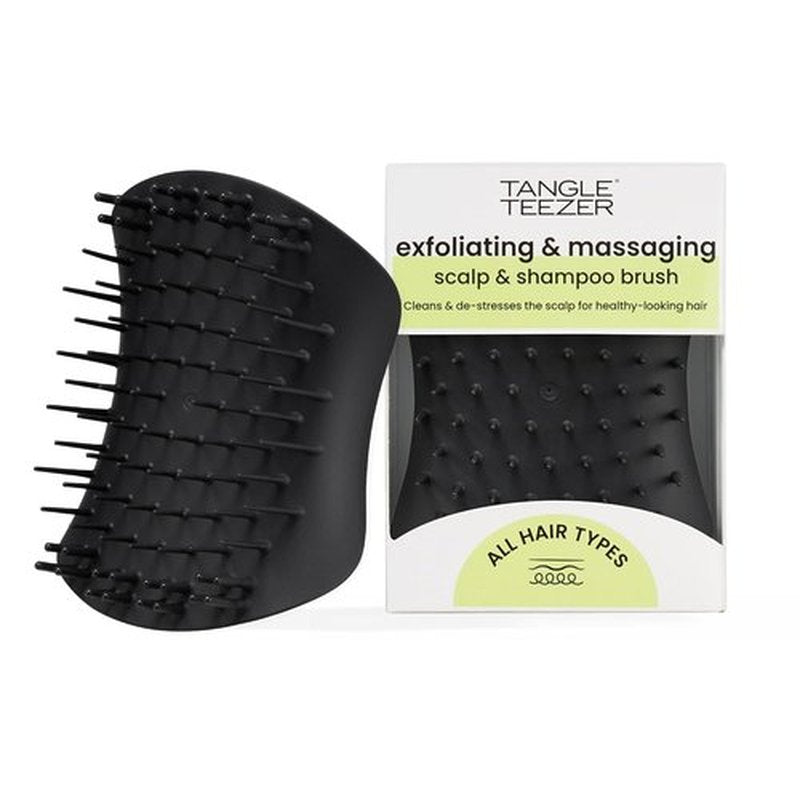 Tangle Teezer Scalp & Shampoo Hairbrush - Exfoliate, Massage & Cleanse for All Hair Types | Onyx Black