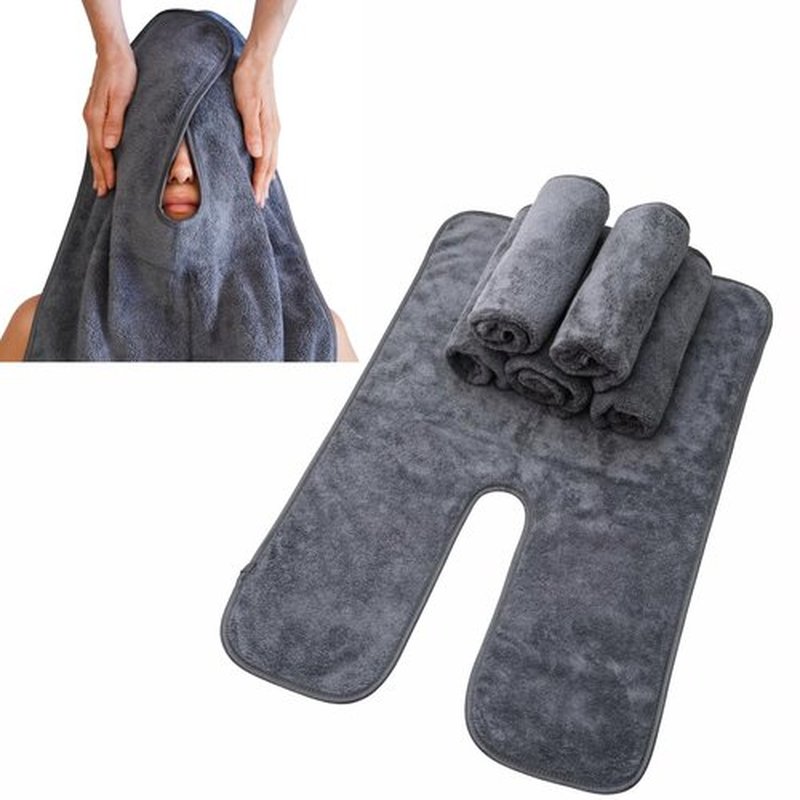 Set of 6 U-Shaped Esthetician Towels – Soft Microfiber Facial & Massage Towels, Spa & Salon Essentials for Facials, Skincare, and Massage Treatments