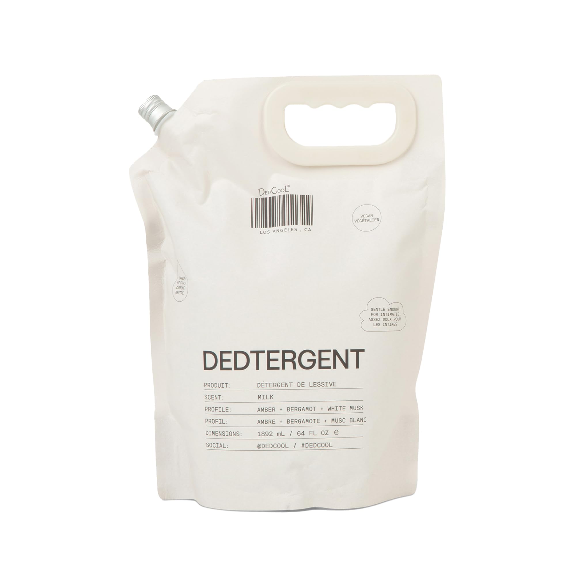 DedCool Liquid Laundry Detergent in Milk | Luxurious Scent | Stain-Removing Formula | Infused with Natural Essential Oils | Non-Toxic | Up to 120 Washes | 64 fl oz